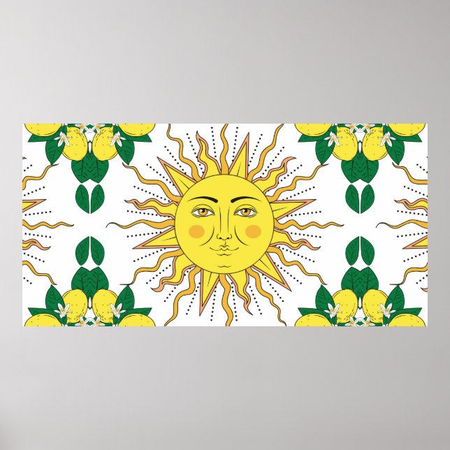 Affiche agrumes tropicaux citrons fruits à fleurs encadren (Devant)