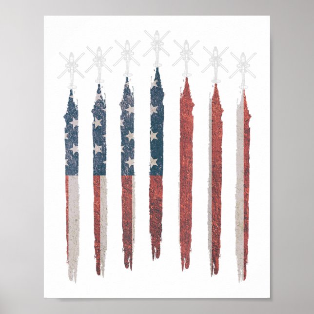 Affiche AH64 Apache Hélicoptère Drapeau américain Apache S (Devant)