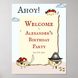Affiche Ahoy Bird Pirate Thème Anniversaire Bienvenue