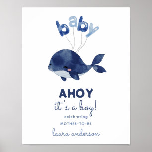 Affiche AHOY C'est un Baby shower de baleines Boy Bienvenu