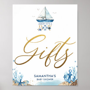 Affiche Ahoy C'est un garçon Baby shower nautique Cadeaux