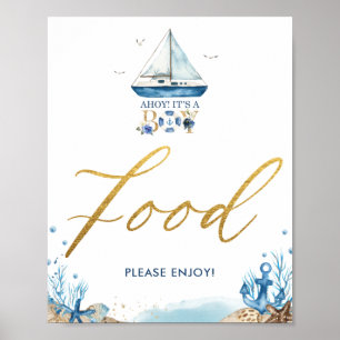 Affiche Ahoy C'est un garçon Baby shower nautique Symbole