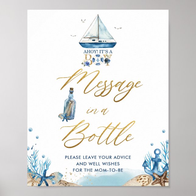 Affiche Ahoy C'est un petit message nautique dans une bout (Devant)