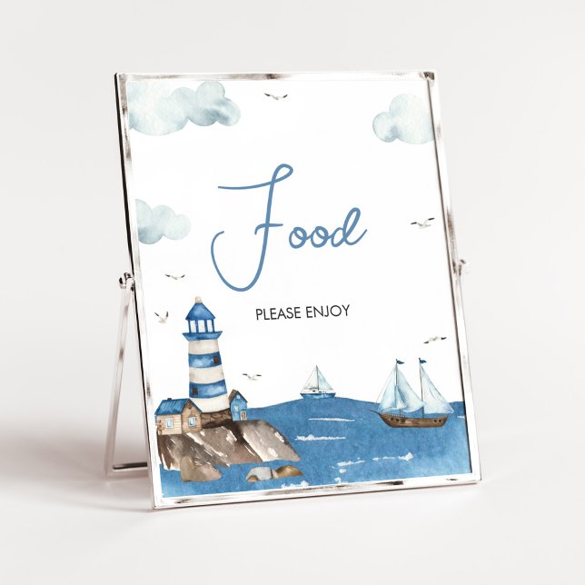 Affiche Ahoy It’s A Boy Nautical Baby shower Food (Blue Boy Baby Shower Food Sign)