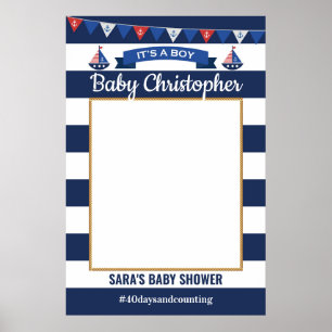 Affiche Ahoy It's A Boy Baby shower Photo Prop Frame