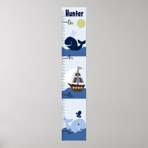 Affiche Ahoy Mate/Sailboat/Whale Growth Chart Garder à 8x4