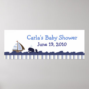 Affiche Ahoy Mate Whale Bandeau de Baby shower personnalis