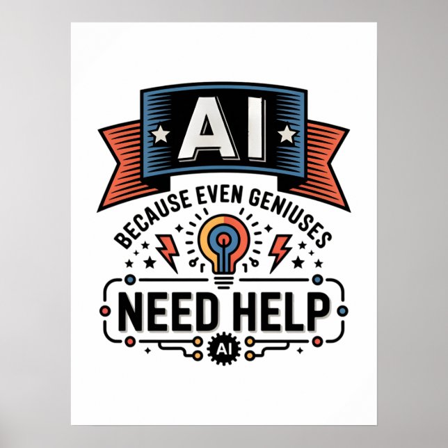 Affiche AI Genius Humor Tech Quote Design (Devant)