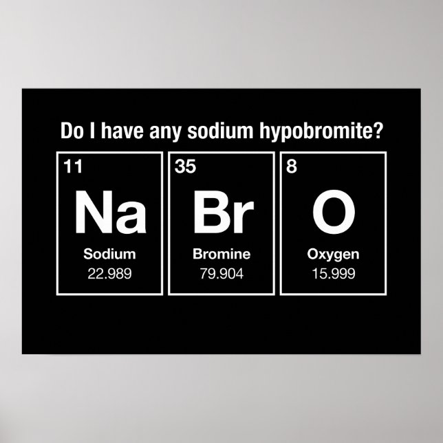 Affiche Ai-je de l'hypobromite de sodium ? NaBrO ! (Devant)