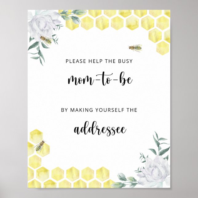 Affiche Aide Abeille à la future maman occupée pour adress (Devant)