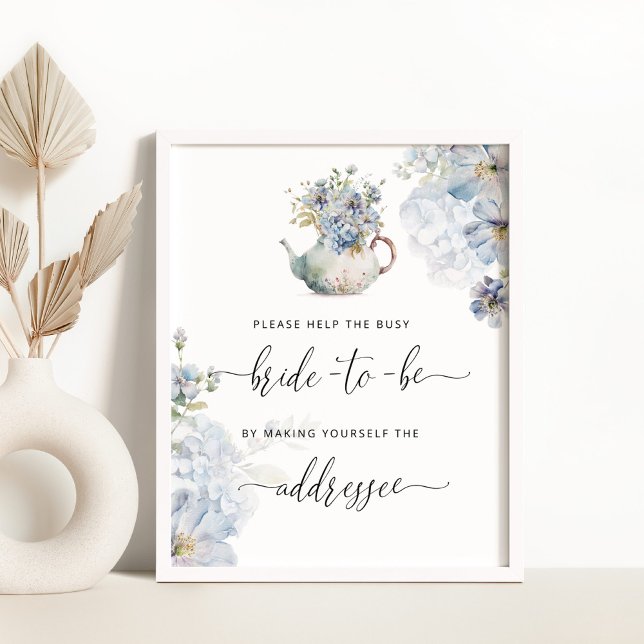 Affiche Aide bleue pour la mariée occupée Adresser une env (Créateur téléchargé)