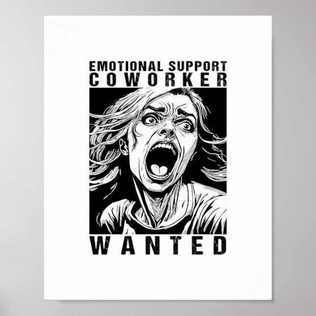 Affiche Aide émotionnelle Coworker Recherché Funny Office  (Devant)