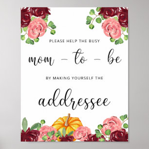 Affiche Aider la future maman occupée à adresser une envel