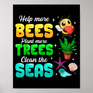 Affiche Aider plus d'abeilles à planter plus d'arbres Nett