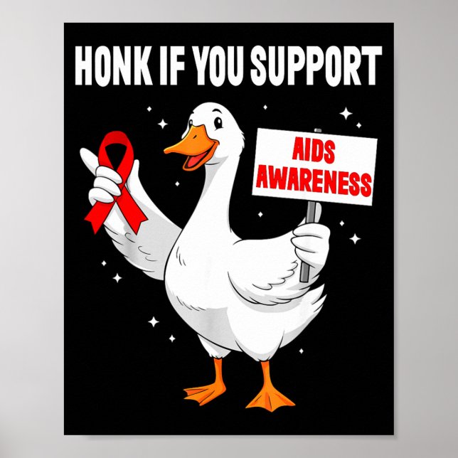 Affiche Aids_hiv Awareness Funny Goose World Aids Day Red  (Devant)