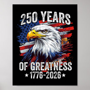 Affiche Aigle 250 Ans Américain 1776 2026 250ème Naissance