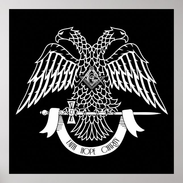 Affiche Aigle à deux têtes comme symbole maçonnique (Devant)