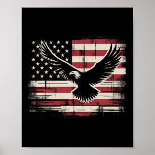 Affiche Aigle à drapeau américain 4 juillet