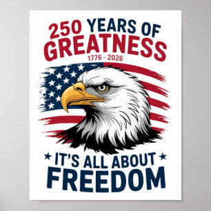 Affiche Aigle américain - 250e anniversaire 4 juillet