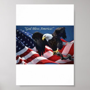 Affiche Aigle Américain Patriotique Graphique Dieu Bénisse