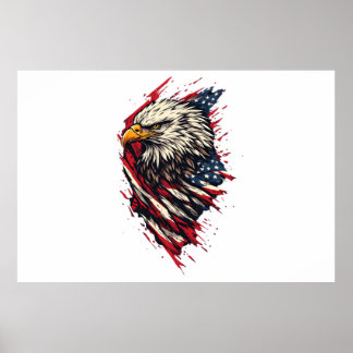 Affiche Aigle américain patriotique vintage 4 juillet 