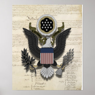 Affiche Aigle américain sur la Constitution