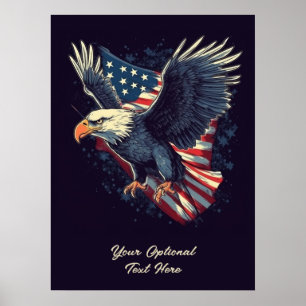 Affiche Aigle américain texte personnalisé