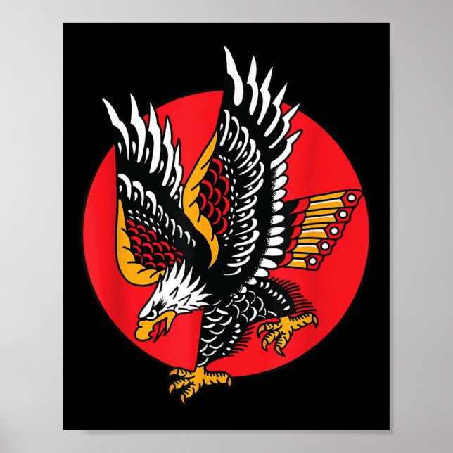 Affiche Aigle Américain Traditionnel Tattoo Enk Old School (Devant)