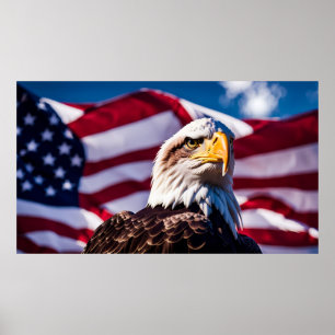 Affiche Aigle américain x Drapeau