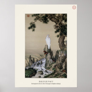 Affiche Aigle Blanc & Pin - Lang Shining, Dynastie Qing
