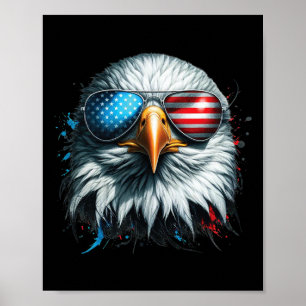 Affiche Aigle chauve américain cool Lunettes de soleil pat