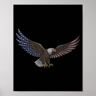 Affiche Aigle chauve en détresse volant drapeau américain