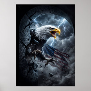 Affiche Aigle chauve majestueux dans l'art graphique de te