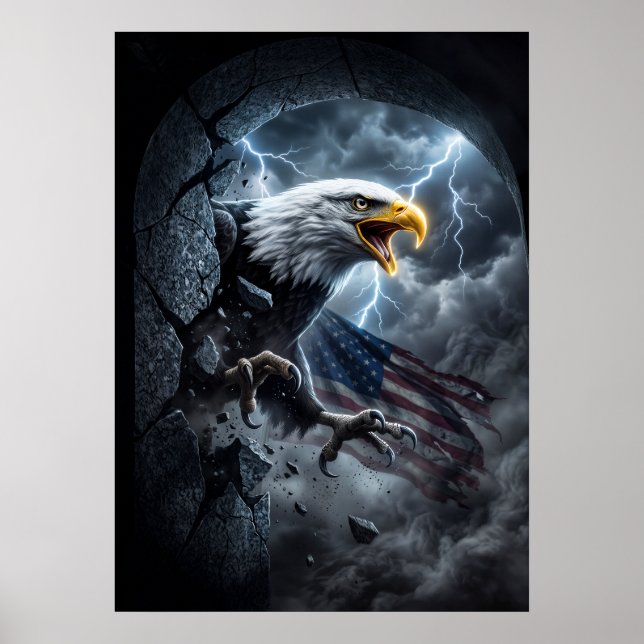 Affiche Aigle chauve majestueux dans l'art graphique de te (Devant)