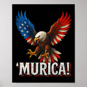 Affiche Aigle chauve Murica 4 juillet Drapeau américain Pa