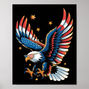 Affiche Aigle chauve patriotique Drapeau américain 4 juill