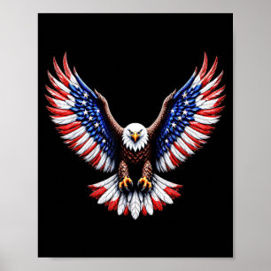 Affiche Aigle chauve patriotique Drapeau américain Ailes V