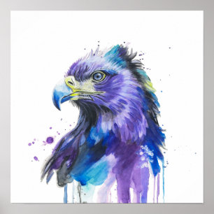 Affiche Aigle coloré Art Aquarelle