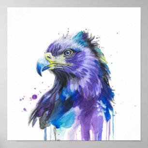 Affiche Aigle coloré Art Aquarelle