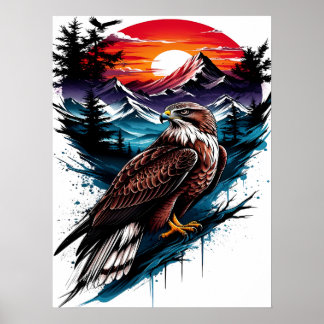 Affiche Aigle dans la montagne