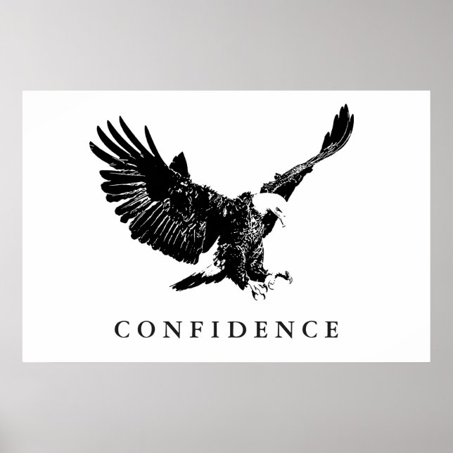 Affiche Aigle de débarquement blanc noir Motivation confia (Devant)