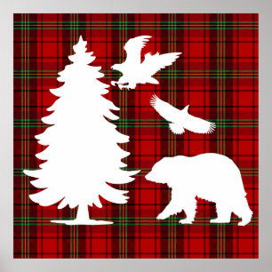 Affiche Aigle de l'Ours des pins sur tarte noire rouge