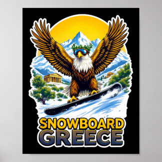 Affiche Aigle De Snowboard En Grèce Pittoresque