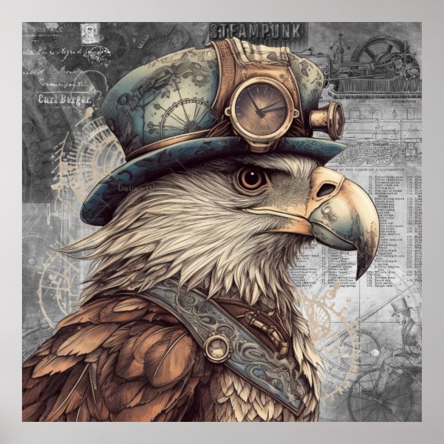 Affiche Aigle de Steampunk (Devant)