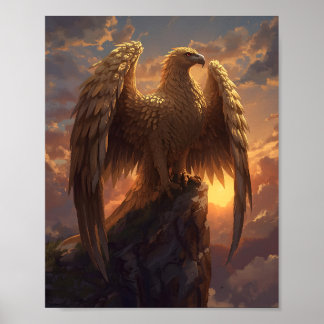 Affiche Aigle doré majestueux Fantaisie – Phénix mythique