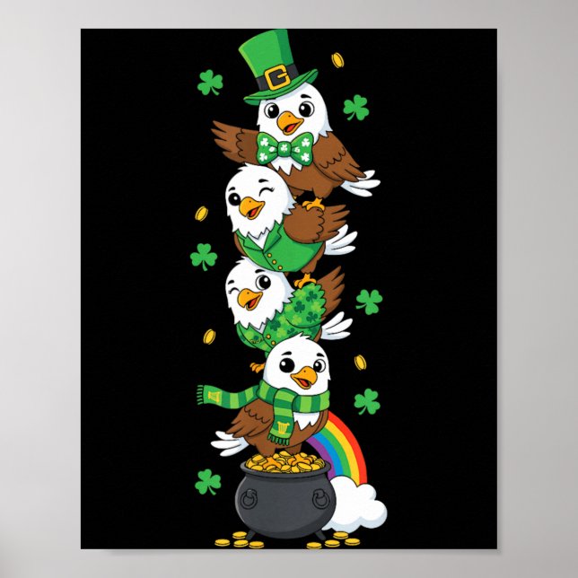 Affiche Aigle Drôle Trèfle Fête Saint-Patrick Femmes Homme (Devant)