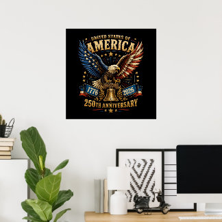 Affiche Aigle du 250e anniversaire des États-Unis d'Amériq