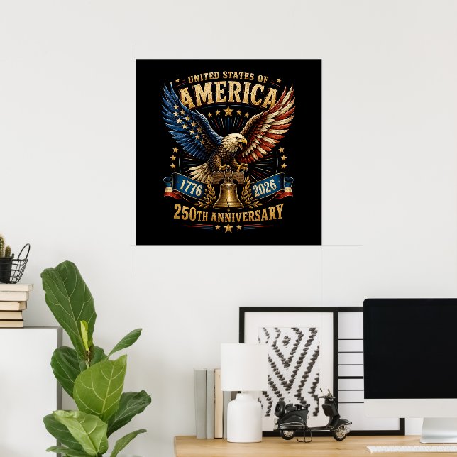 Affiche Aigle du 250e anniversaire des États-Unis d'Amériq (Bureau à domicile)