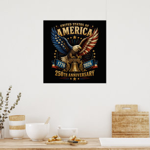 Affiche Aigle du 250e anniversaire des États-Unis d'Amériq