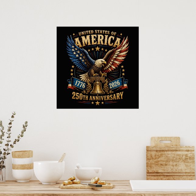Affiche Aigle du 250e anniversaire des États-Unis d'Amériq (Cuisine)
